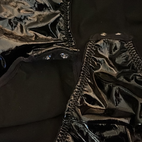 Forever 21 Faux Patent Leather Bodysuit Halter Style V-Neck With Snap Closure - Picture 4 of 5